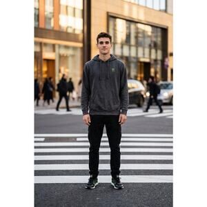 Monster Gray Hoodie With Embroidered Logo Size Medium